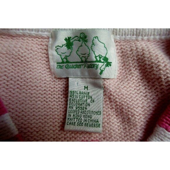 Quacker Factory Summer Theme Appliqued Pink Cardi Sz M Short Sleeve NEW - Picture 8 of 9